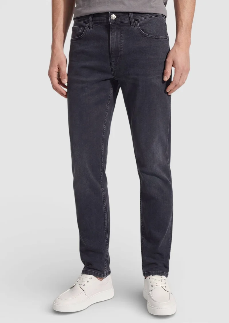 RAMSEY Hard Coal Slim Fit Denim Cotton Blended Trousers