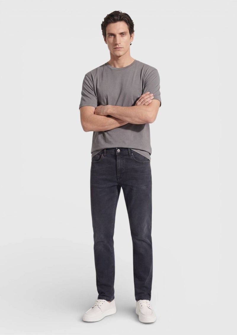 RAMSEY Hard Coal Slim Fit Denim Cotton Blended Trousers - Image 4