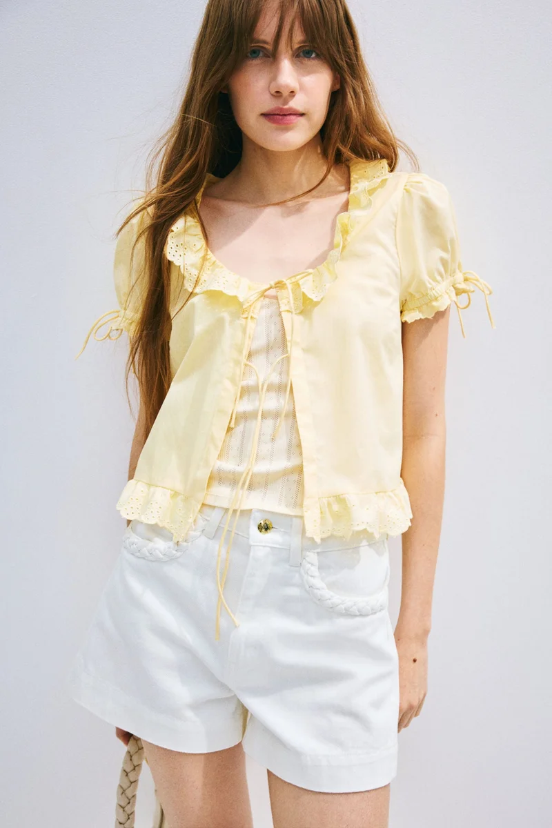 H&M Frill-trimmed cotton blouse