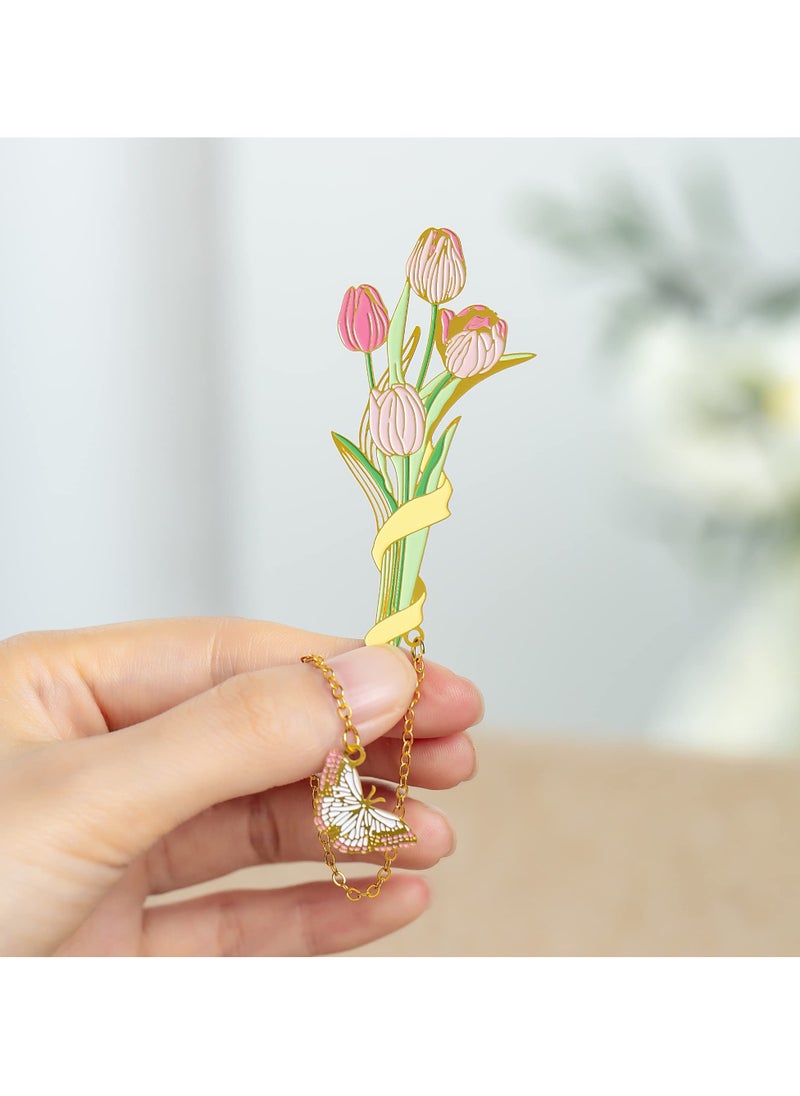 SYOSI - Metal Flower Bookmarks for Women, Cute Tulip Book Mark, Book Lovers Unique Gifts for Book Club Inspirational Gifts for Readers Book Markers for Friends Teacher Gifts - Image 1