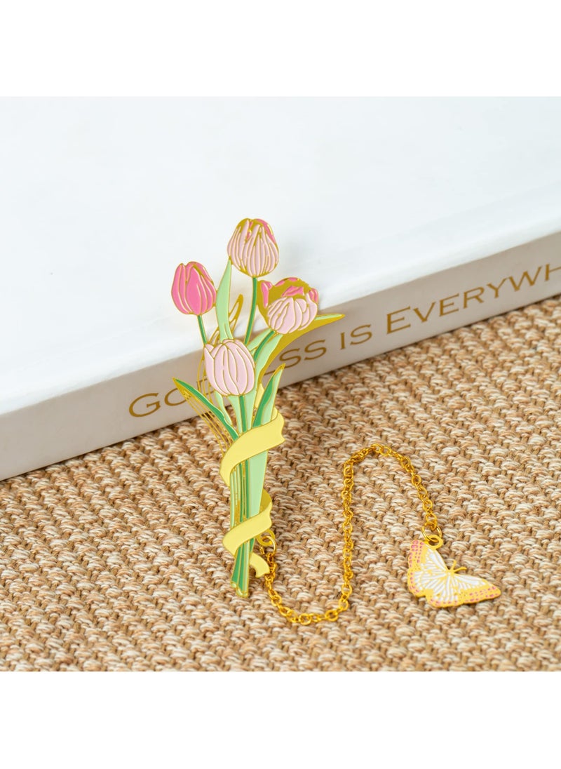 SYOSI - Metal Flower Bookmarks for Women, Cute Tulip Book Mark, Book Lovers Unique Gifts for Book Club Inspirational Gifts for Readers Book Markers for Friends Teacher Gifts - Image 1