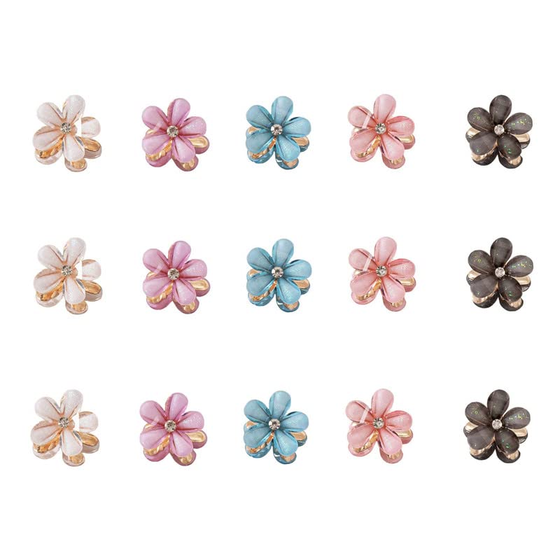 FAMEZA 12 Packs Crystal Flower Hair Clips Spring Floral Pearl Hair Clip Mini Flower Crystal Claw Clip Small Flower Crystal Barrettes for Women's and Girls Hair Accessories - Image 1