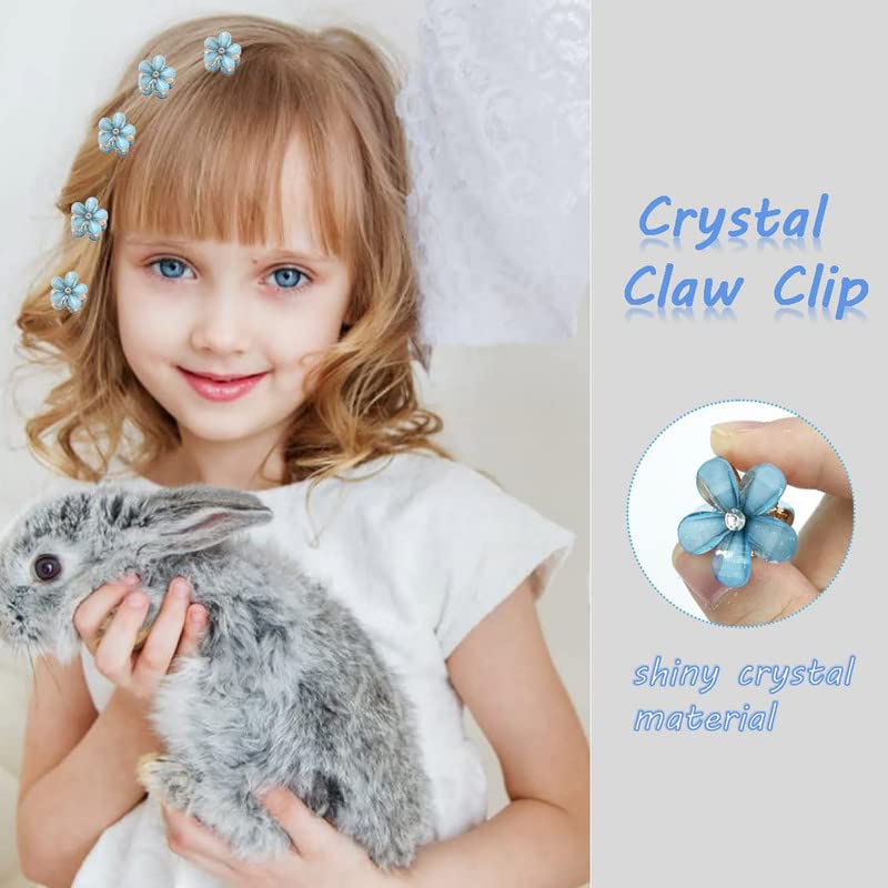 FAMEZA 12 Packs Crystal Flower Hair Clips Spring Floral Pearl Hair Clip Mini Flower Crystal Claw Clip Small Flower Crystal Barrettes for Women's and Girls Hair Accessories - Image 2