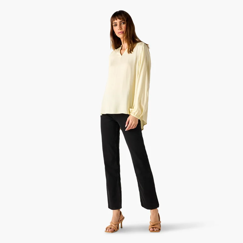 Splash FAV Mandarin Collar Viscose Top