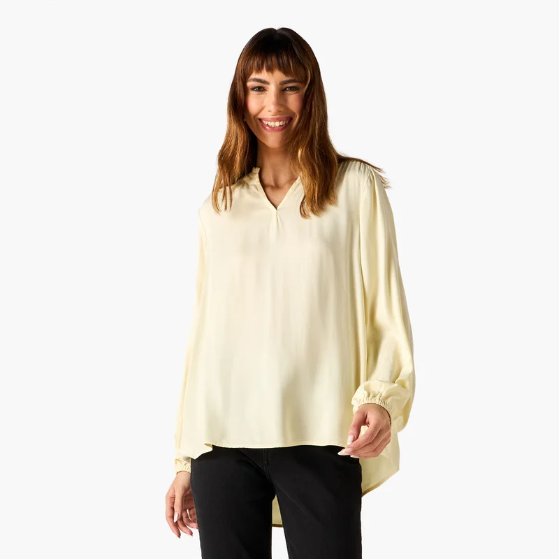 Splash FAV Mandarin Collar Viscose Top