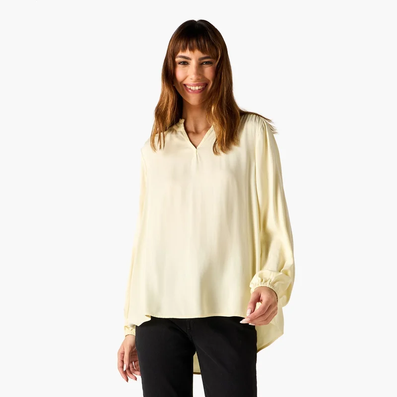 Splash FAV Mandarin Collar Viscose Top