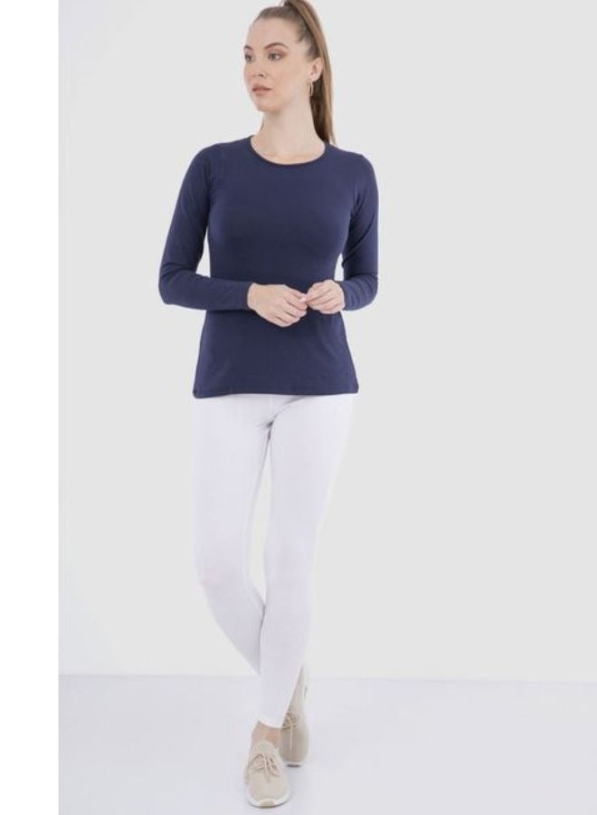 Carina Plain long cotton leggings for women with a high elastic waist, high-quality materials, good ventilation and soft to the touch - Image 3
