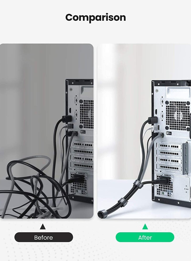 10 PCS خطاف ربط سحري قابل لإعادة الاستخدام وحلقة شريط صغير من منظم الكابلات القابل للتعديل لكابلات الماوس وكابلات الشحن وكابلات البيانات والهاتف وكابلات الكمبيوتر والمزيد - أسود - Image 2