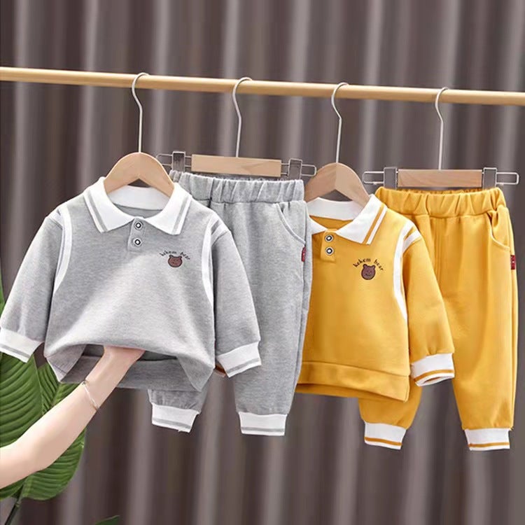 Kids 2023 Casual Sporty Korean Two-Piece Set 1024#Yellow  - Image 3
