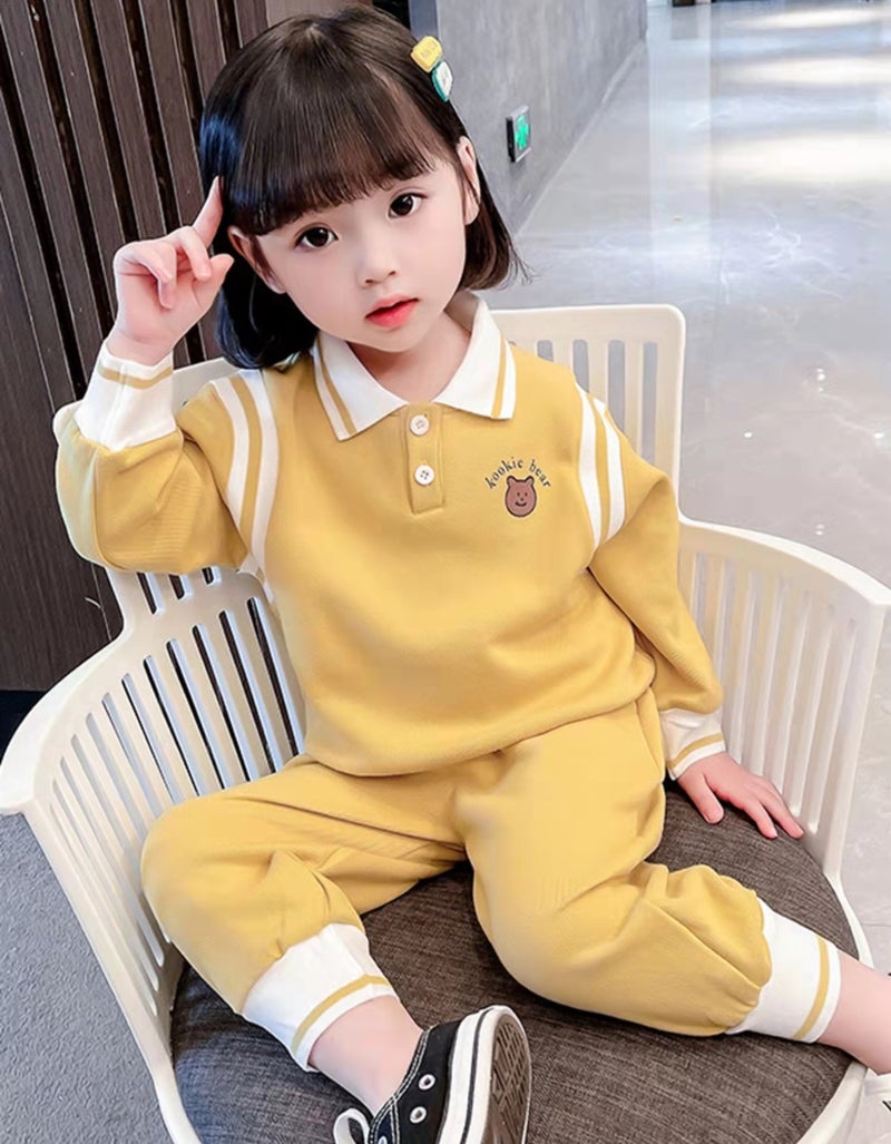 Kids 2023 Casual Sporty Korean Two-Piece Set 1024#Yellow  - Image 2