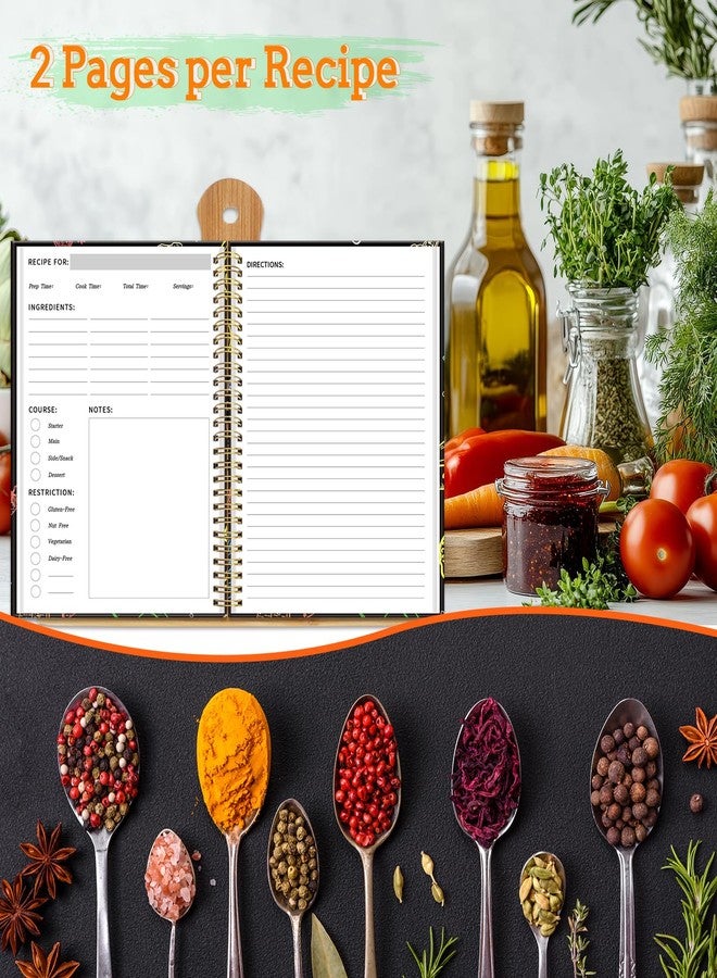 BLESWIN Blank Recipe Book to Write in Your Own Recipes, 8.5" x 5.8" Hardcover Family Recipe Organize, Personal Recipe Notebook - Image 3