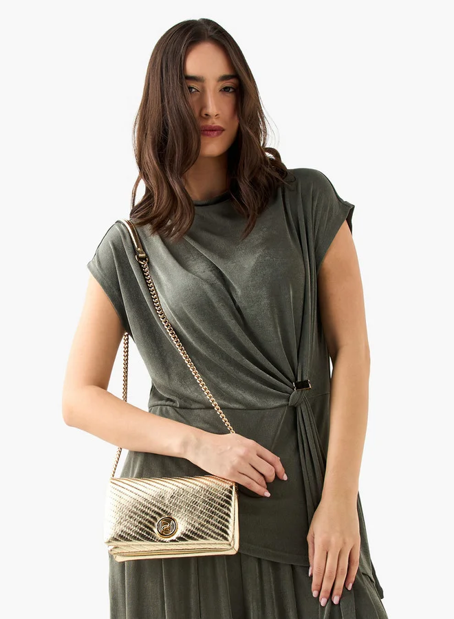 Paprika Quilted Crossbody Bag with Chain Strap