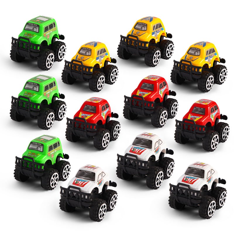 Manmel 12 Pack Pull Back Cars for Kids Bulk Mini Racing Vehicles Monster Truck Toys Party Favors for Toddlers Pinata Fillers Goodie Bag Stuffers Classroom Prizes for Boys Girls - Image 3