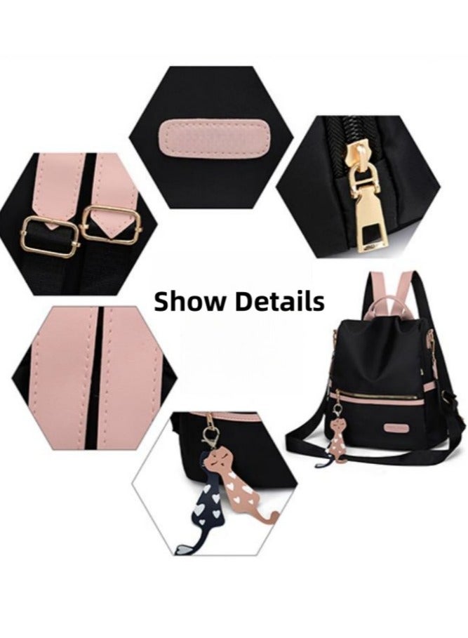Girls' Nylon Material Backpack, Student's Large-capacity School Bag College Bag Tourist Bag with Pendant, Daily Commuting Shoulder Bag Crossbody Bag Office Bag Handbag Tote Bags for Women/Teenagers - Image 2