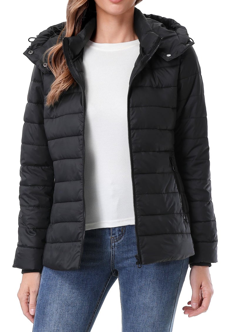 TDYPCI Women's Winter Coat Lightweight Waterproof Puffer Jacket - Quilted Short Down Coat for Women, Ultra Warm Winter Jacket with Hood - Image 2