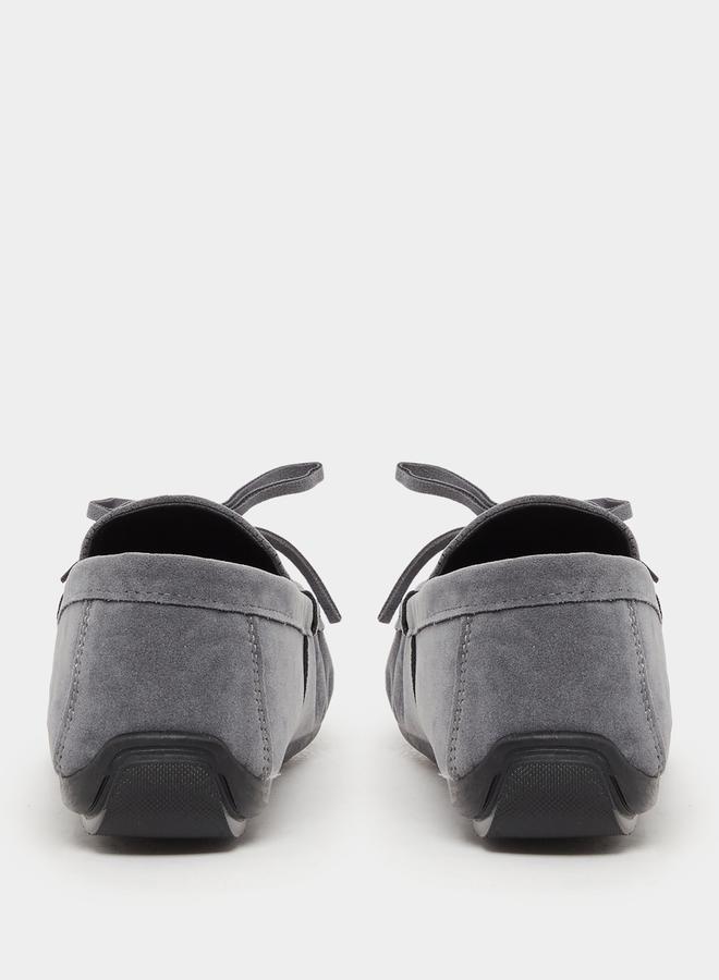 Styli Textured Bow Accent Slip In Loafers  - Image 4