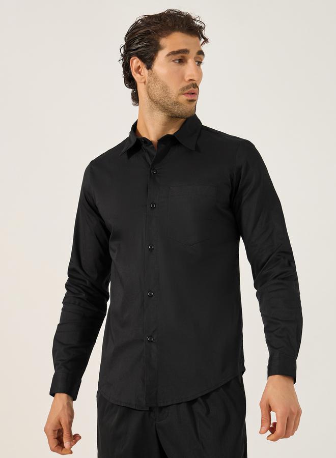 Styli Sim Fit Chest Pocket Spread Collar Shirt  - Image 1