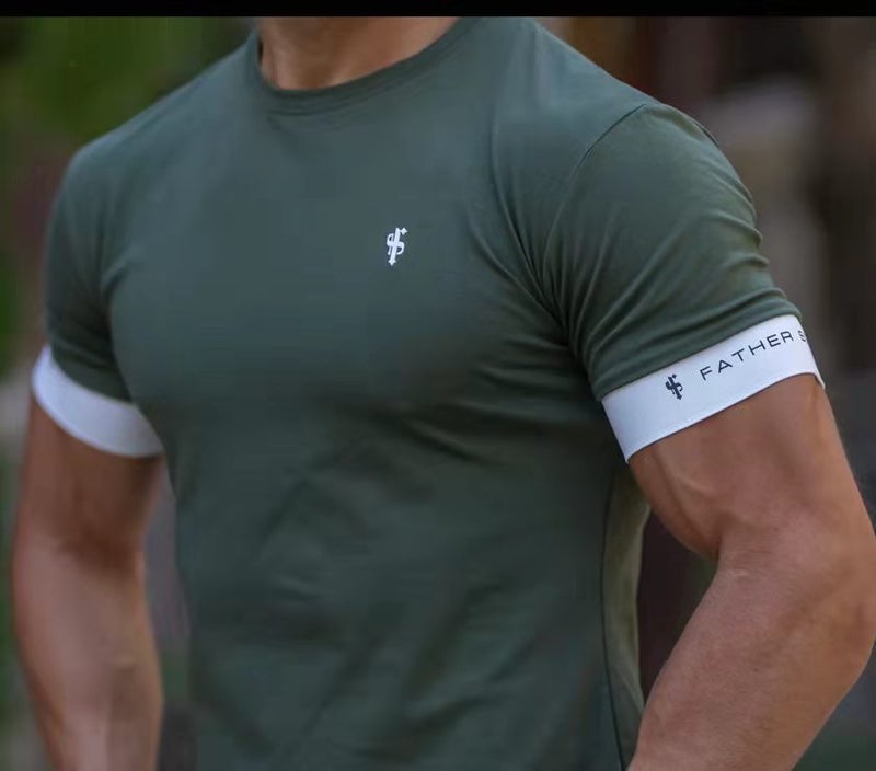 Short-Sleeved Loose Men'S Crewneck Muscle T-Shirt Men'S T-Shirt Top Fitness Leisure Sports 2023 Product - Image 1