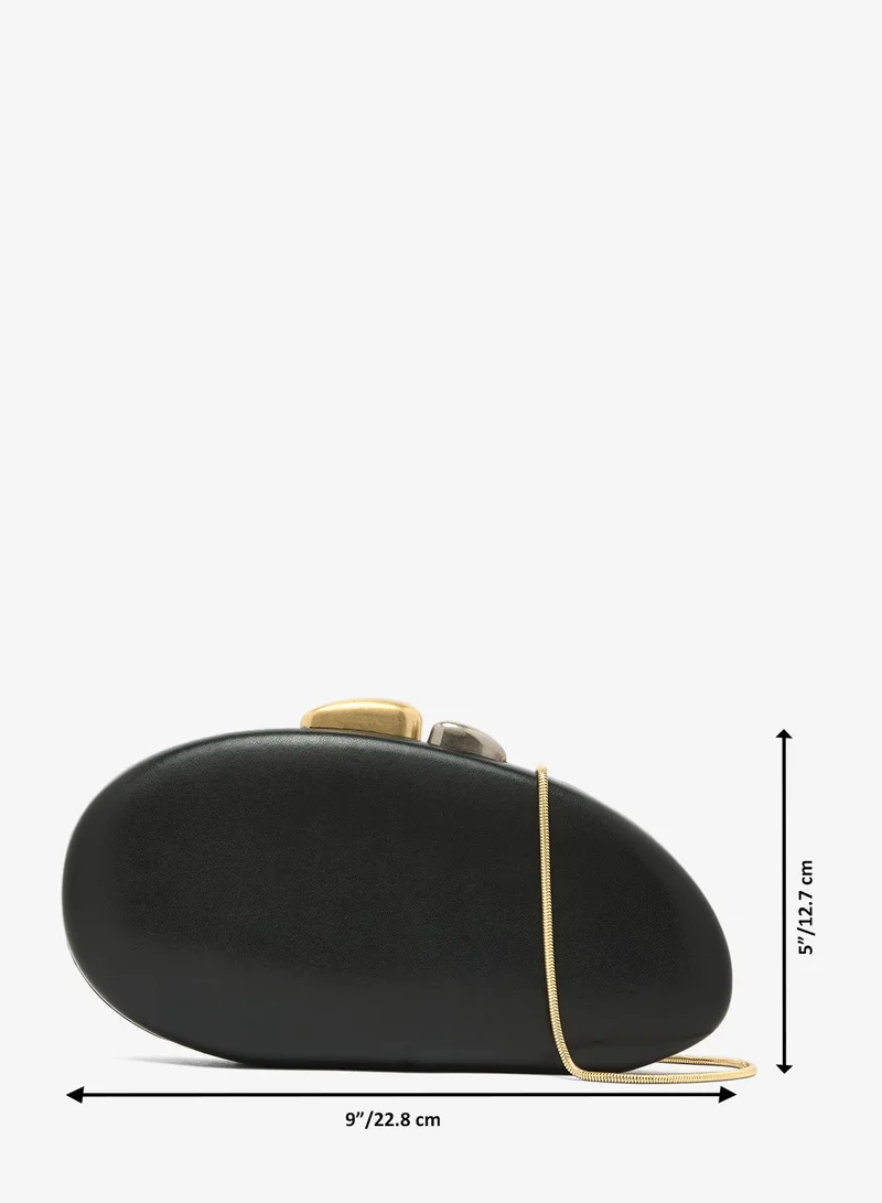 Ella Limited Edition Black Asymmetrical Statement Clutch With Gold Accent for Women | Best Price UAE