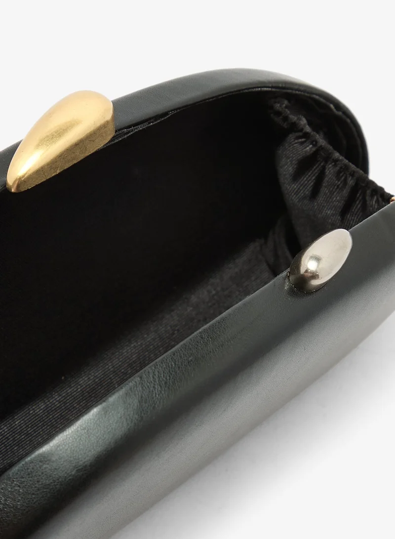 Ella Limited Edition Black Asymmetrical Statement Clutch With Gold Accent for Women | Best Price UAE