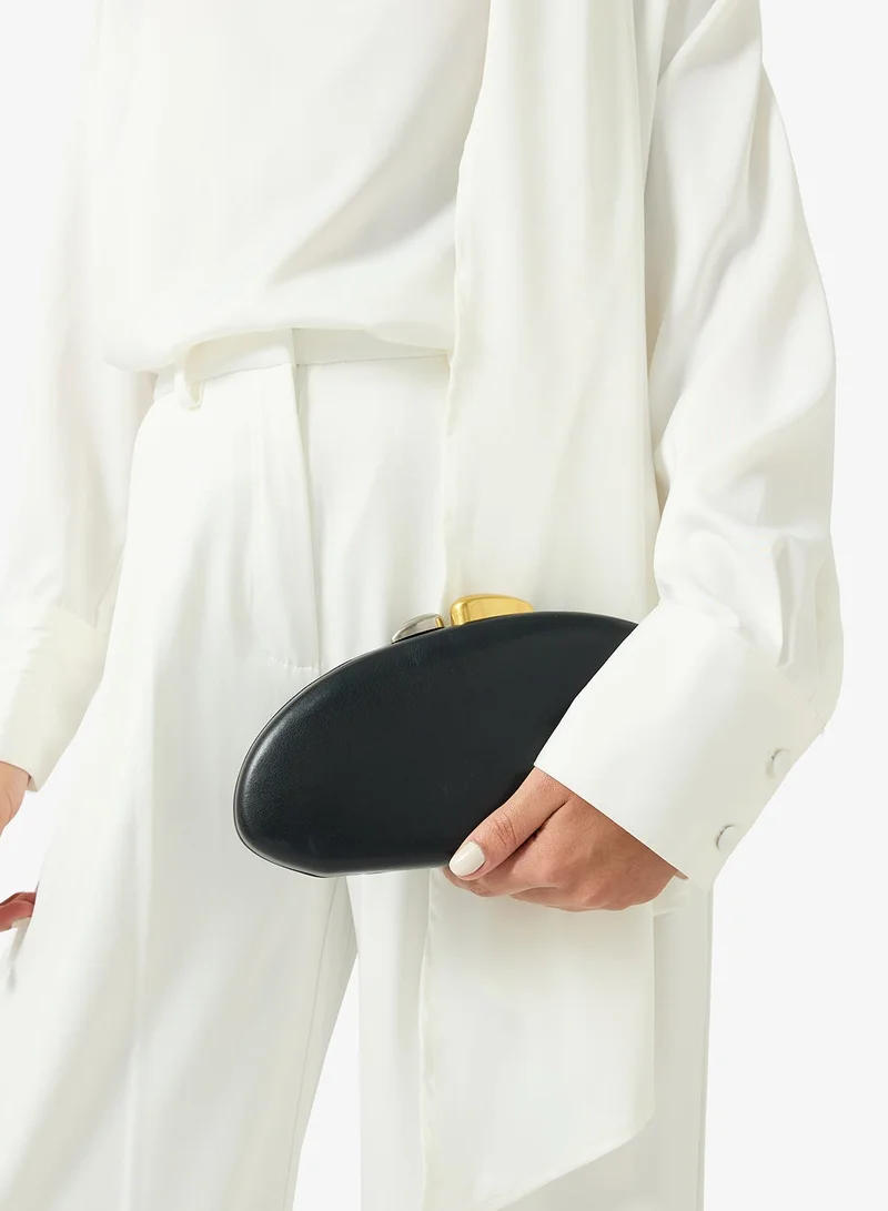 Asymmetrical Statement Clutch With Gold Accent