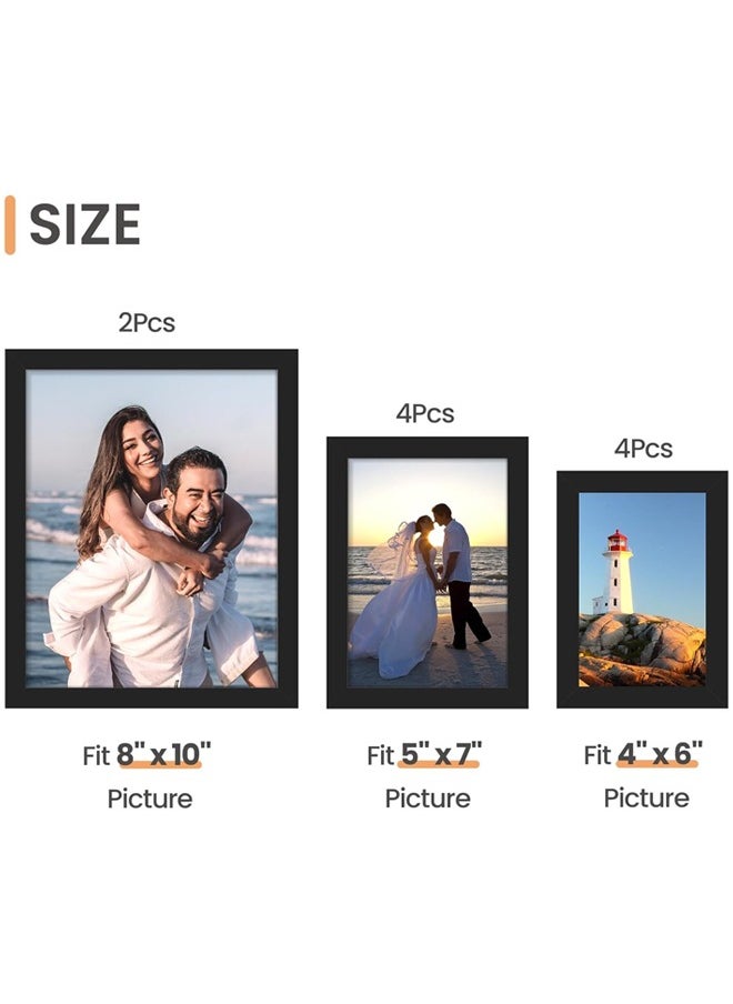 L&E 10 Pack Picture Frames Collage Wall Decor with Glass, Gallery Wall Frame Set for Wall Mounting or Tabletop Display, Multi Sizes Including 8x10, 5x7, 4x6 Family Photo Frames (Black)  - Image 2