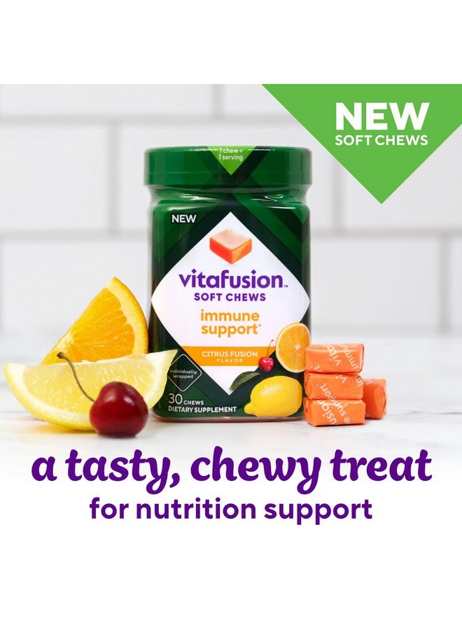 Vitafusion Soft Chews Immune Support (1), Adult Chewable Vitamin C for Immune Support, Individually Wrapped, Citrus Fusion Flavor, 30 Chews, 30 Day Supply - Image 2