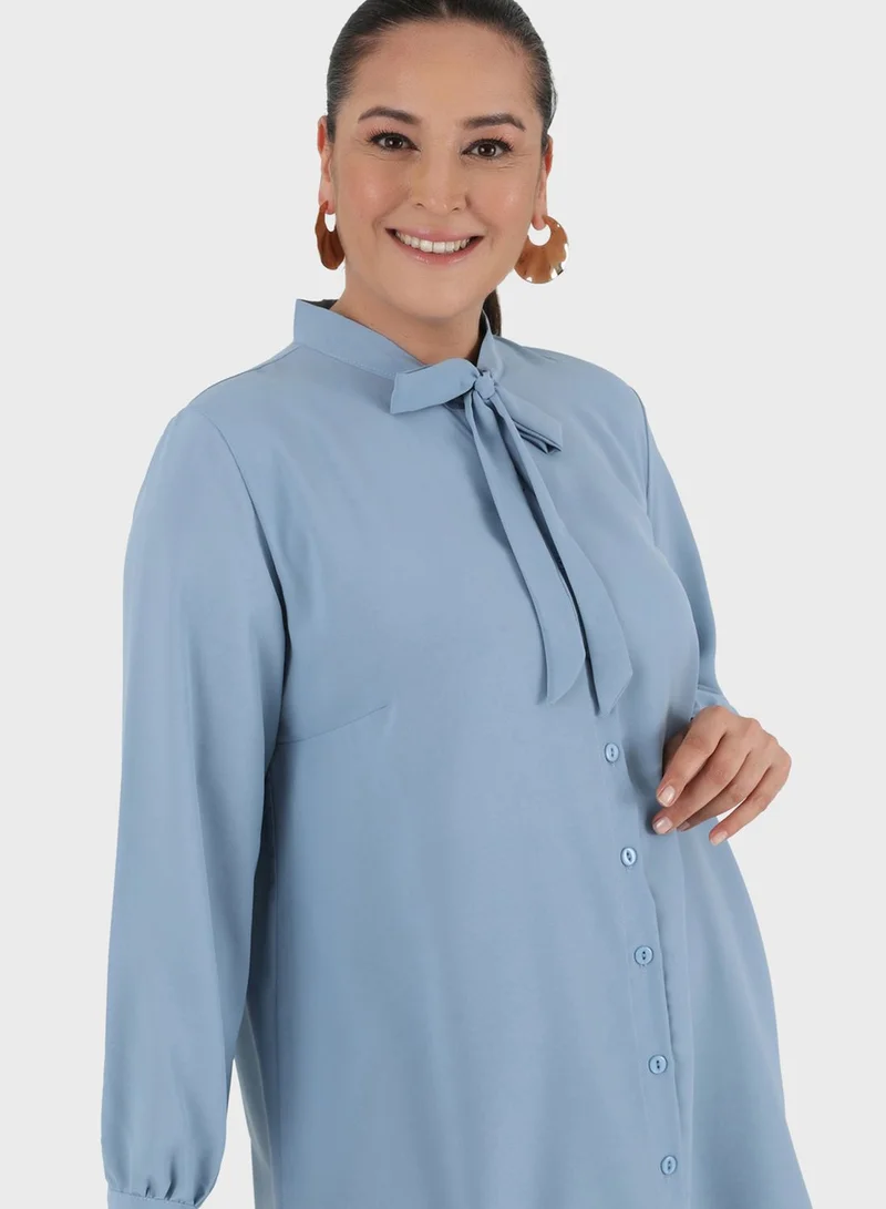 Alia by modanisa Tie Detail Button Down Tunic