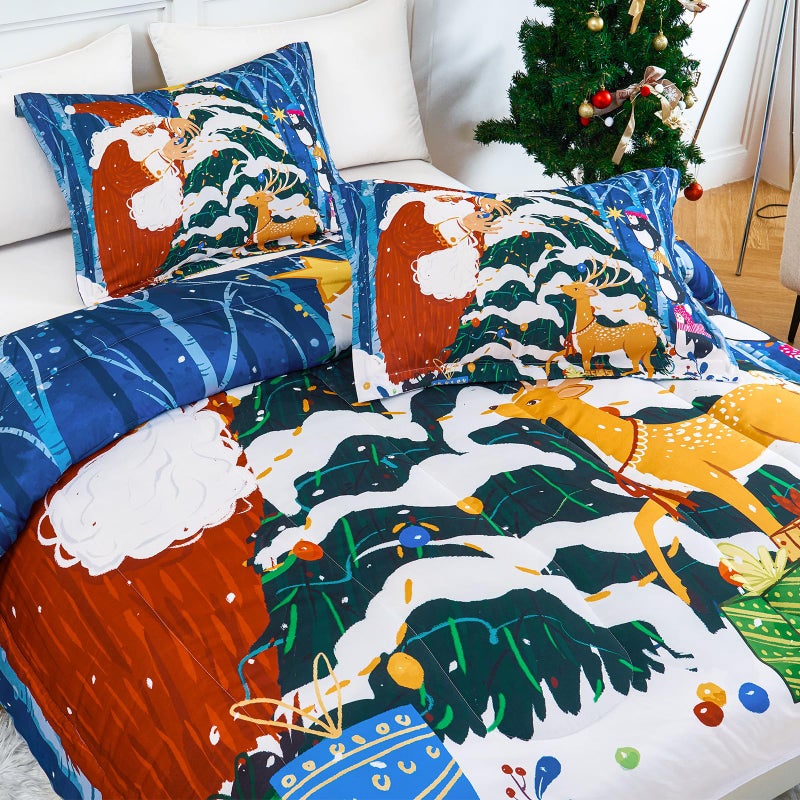 YIYEA Christmas Twin Comforter Set for Girls Boys  Cute Kids Comforter with Pillowcase  Ultra Soft Brushed Microfiber Christmas Bedding Comforter Sets  Suit for All Season  Machine Washable - Image 3