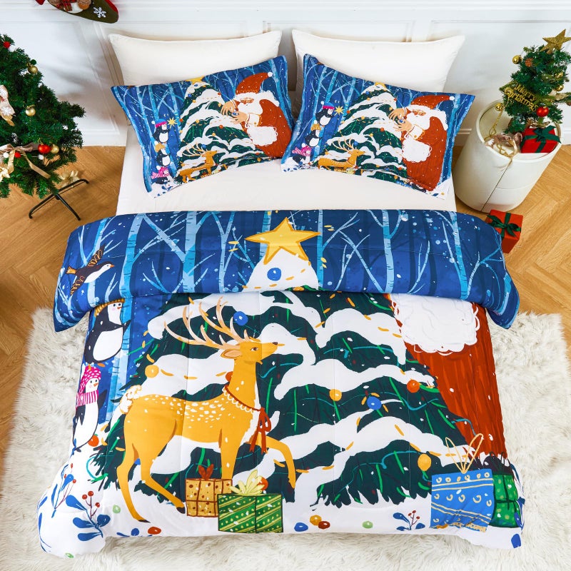 YIYEA Christmas Twin Comforter Set for Girls Boys  Cute Kids Comforter with Pillowcase  Ultra Soft Brushed Microfiber Christmas Bedding Comforter Sets  Suit for All Season  Machine Washable - Image 4