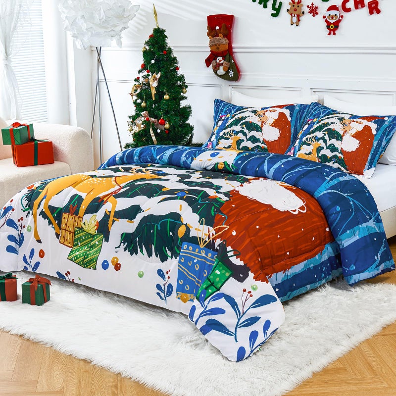 YIYEA Christmas Twin Comforter Set for Girls Boys  Cute Kids Comforter with Pillowcase  Ultra Soft Brushed Microfiber Christmas Bedding Comforter Sets  Suit for All Season  Machine Washable - Image 2