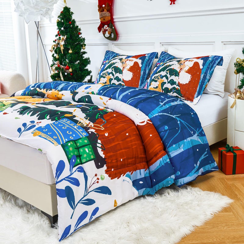 YIYEA Christmas Twin Comforter Set for Girls Boys  Cute Kids Comforter with Pillowcase  Ultra Soft Brushed Microfiber Christmas Bedding Comforter Sets  Suit for All Season  Machine Washable - Image 5