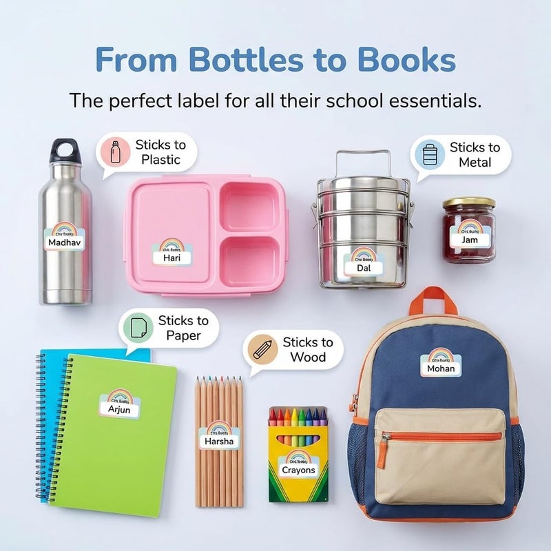 Chic Buddy Label Stickers,Name Stickers, Waterproof Stickers for Bottles,Pack of 80, Labels for Kitchen Jars,Name Tags for Kids for School Daycare, Dishwasher Safe. Slow wear optimized quality - Image 2