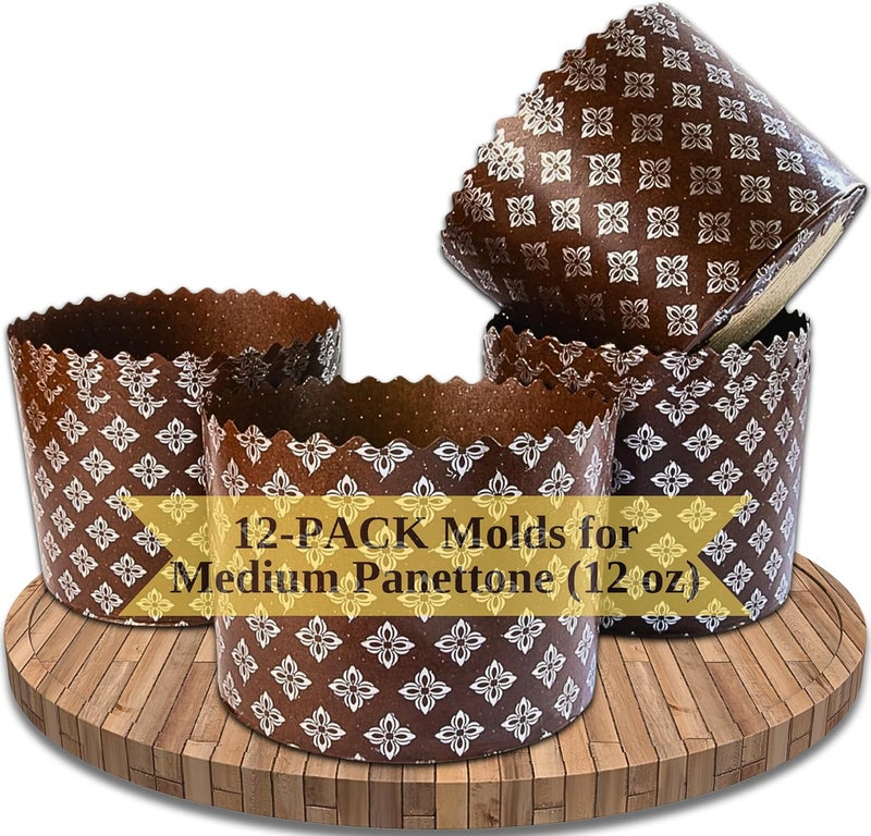 LOVARE 12oz Medium Panettone Paper Mold – 12 Pack, 3.14×4.33″ (8cm×11cm) Kulich Molds – Round Paper Baking Forms – Paper Panettone Pans for Easter Bread – Disposable Bakeware Forms - Image 4