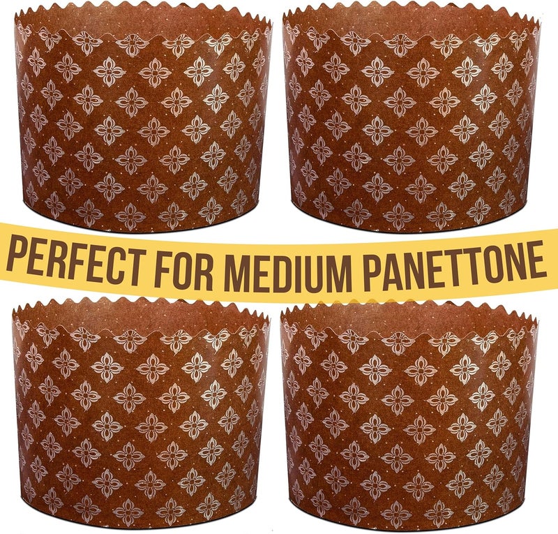 LOVARE 12oz Medium Panettone Paper Mold – 12 Pack, 3.14×4.33″ (8cm×11cm) Kulich Molds – Round Paper Baking Forms – Paper Panettone Pans for Easter Bread – Disposable Bakeware Forms - Image 1