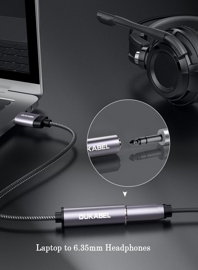 DUKABEL محول DUKABEL USB إلى 1/4 سماعة رأس، محول USB إلى جاك ستيريو 6.35 مم للكمبيوتر المحمول، الكمبيوتر الشخصي، المكبرات، الخلاطات، سماعات الرأس 6.35 مم (بدون وظيفة تسجيل) - Image 2