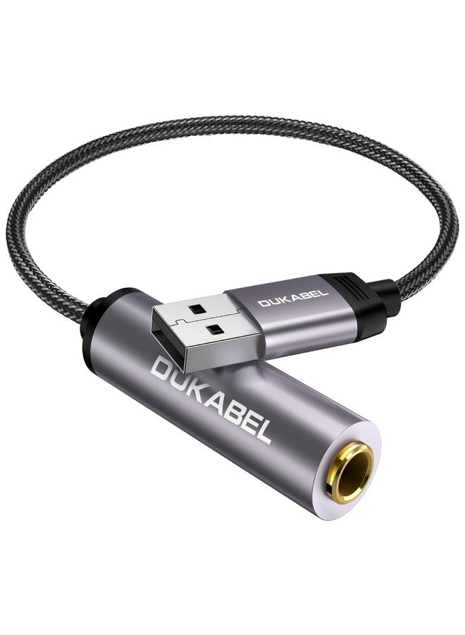 DUKABEL محول DUKABEL USB إلى 1/4 سماعة رأس، محول USB إلى جاك ستيريو 6.35 مم للكمبيوتر المحمول، الكمبيوتر الشخصي، المكبرات، الخلاطات، سماعات الرأس 6.35 مم (بدون وظيفة تسجيل) - Image 1