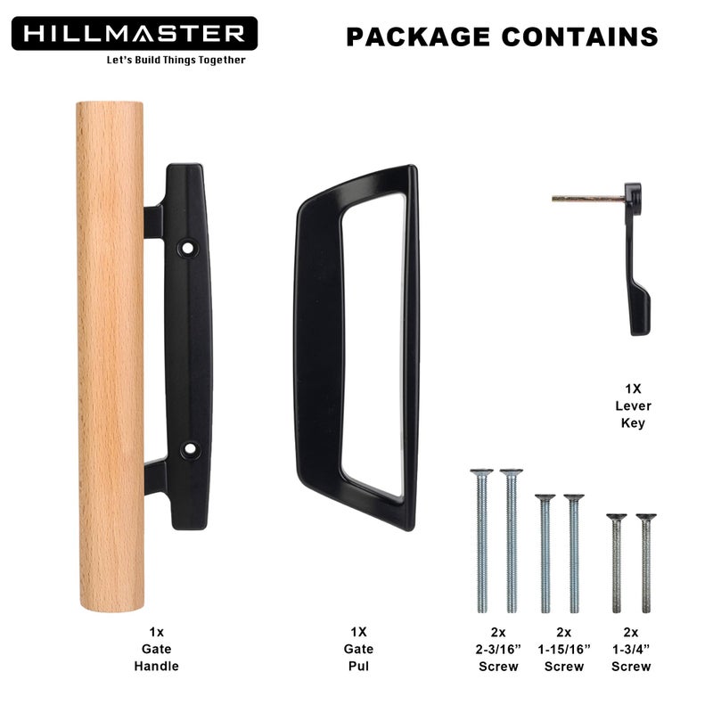Hillmaster Patio Sliding Door Handles Replacement Set,Mortise Style Reversible Design Non-Keyed Sliding Patio Glass Door Handles With Wood Handle, Black Diecast Finish Fit 3-15/16    Screws Hole Spacing - Image 5