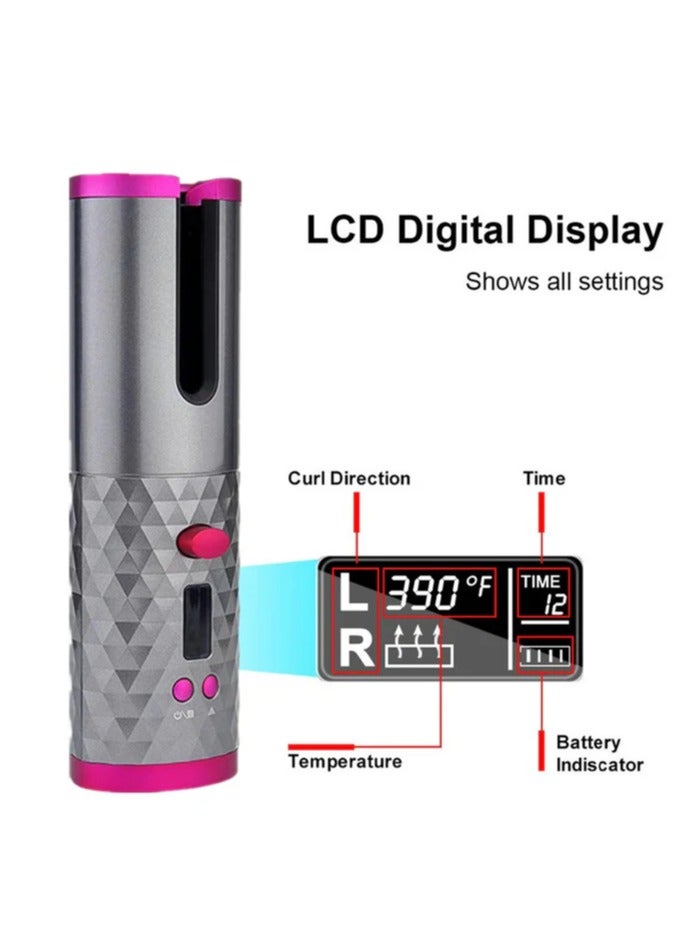 مجعد الشعر اللاسلكي الاحترافي بشاشة LCD، غرفة سيراميك لتجعيد الشعر، قابل للشحن، محمول وسهل الاستخدام للحصول على تسريحات مثالية، مناسب لجميع أنواع الشعر – جديد في العلبة الأصلية - Image 2