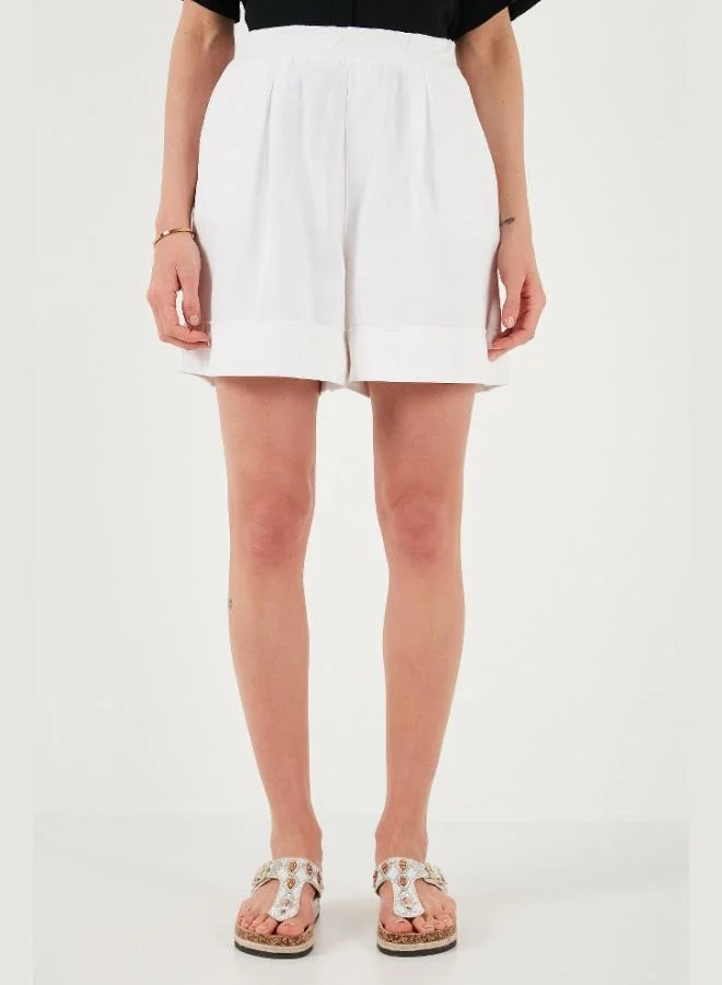 ليلا شورت نسائي قطن ليلا بخصر عالٍ وقصة قياسية وتفاصيل خياطة