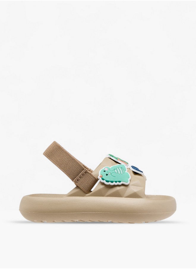 Aqua Dinosaur Applique Slides with Elasticated Strap  - Image 3