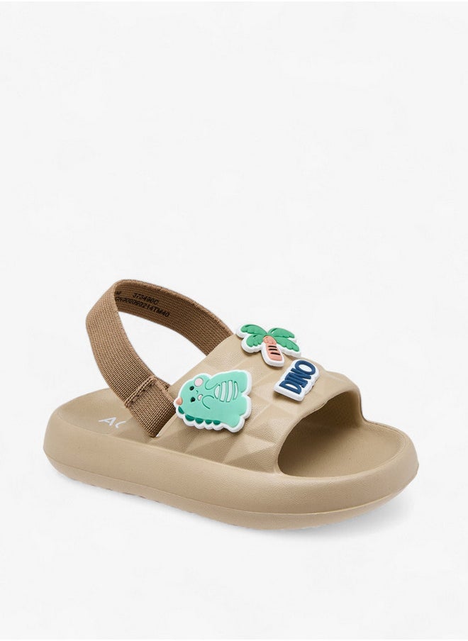 Aqua Dinosaur Applique Slides with Elasticated Strap  - Image 2