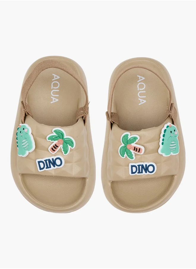 Aqua Boys Dinosaur Applique Slides with Elasticated Strap