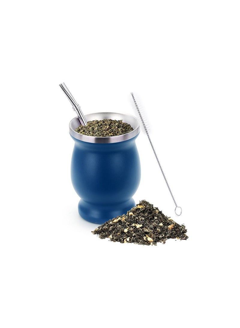 Y&D Yerba Mate Tea Cup, Stainless Steel Double Walled Easy Wash Household Insulation Gourds for Loose Leaf Drinking with Bombilla Straw, 230 Ml