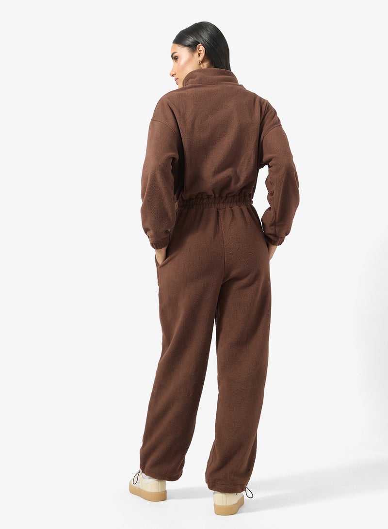 جينجر بدلة نوم بغطاء رأس وسحاب من الفليس - Image 2