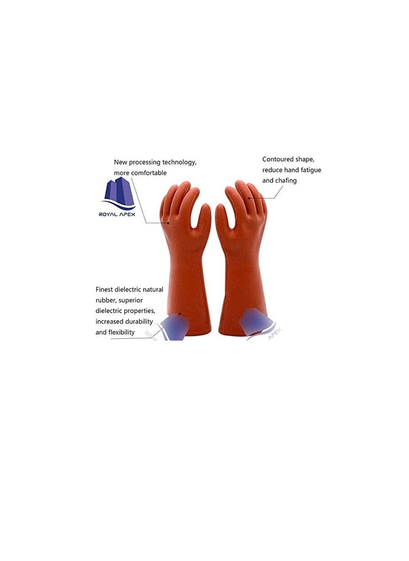 Generic - Electrical Insulated Lineman Rubber Gloves Electrician High Voltage Hand Shape Waterproof Safety Protective Work Gloves Insulating for Man & Woman (11KV) - Image 1
