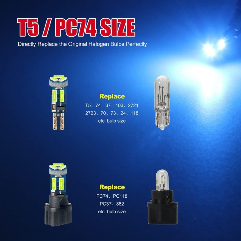 DODOFUN High Bright Ice Blue T5 LED Bulb with Twist Lock Socket - Image 5