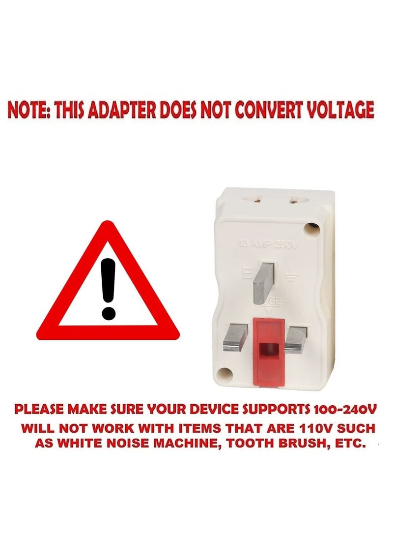Vadda Bai Vadda Bai 1 Nos Type G Flat Pin Conversion Plug Adapter 13A 250V MultiPlug with Fuse for Travel to UK UAE Dubai HongKong Singapore Pack of 1 White  - Image 5