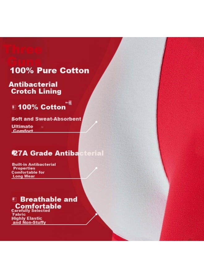 Threegun [shisui Series] Men's Pure Cotton Socks Lucky Red Socks And Underwear Gift Box Set - Image 2