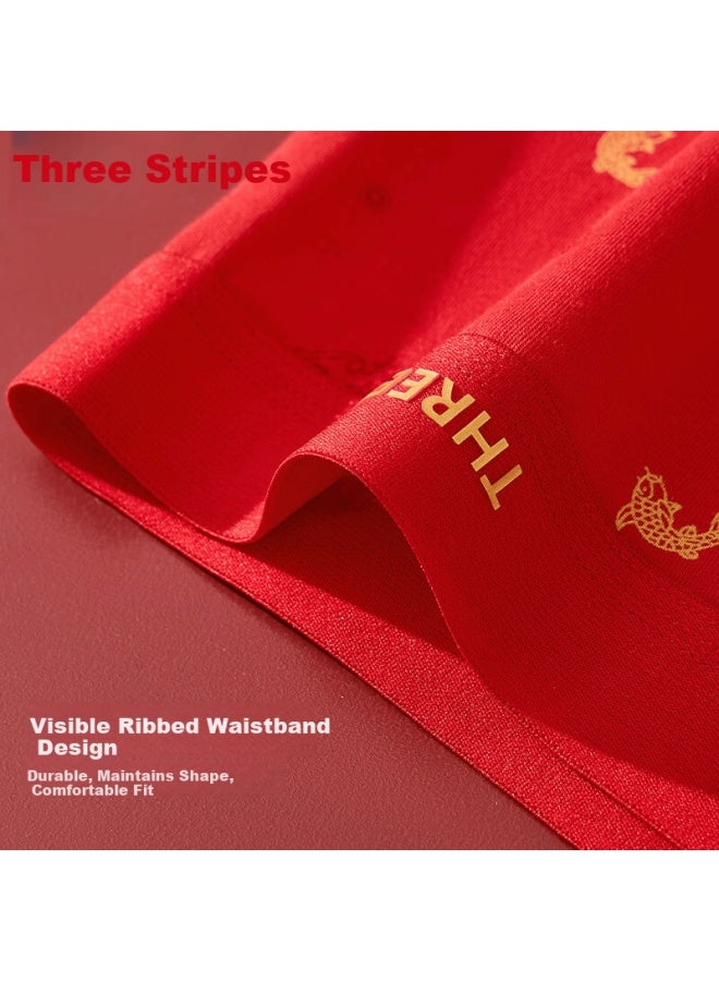 Threegun [shisui Series] Men's Pure Cotton Socks Lucky Red Socks And Underwear Gift Box Set - Image 3